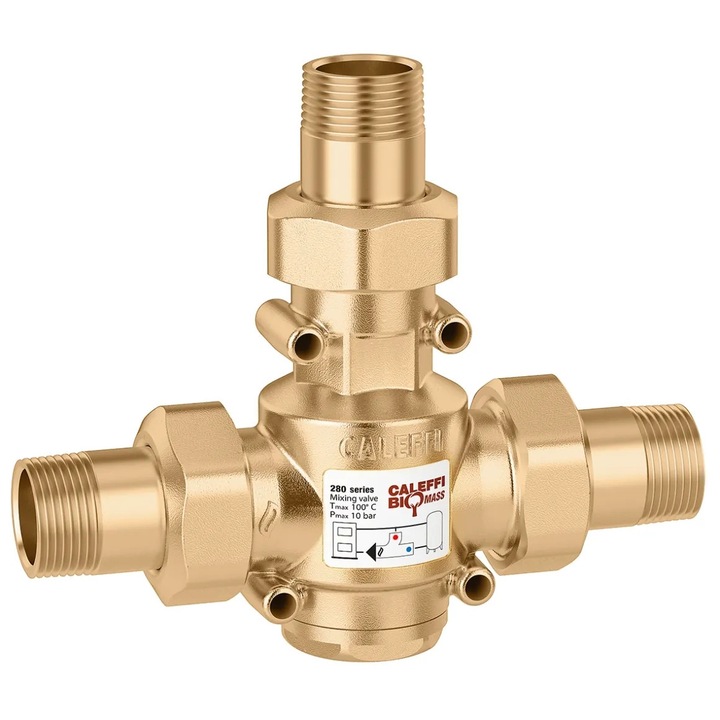 Caleffi termosztatikus védőszelep, DN20, 10 bar, 5-100°C, sárgaréz