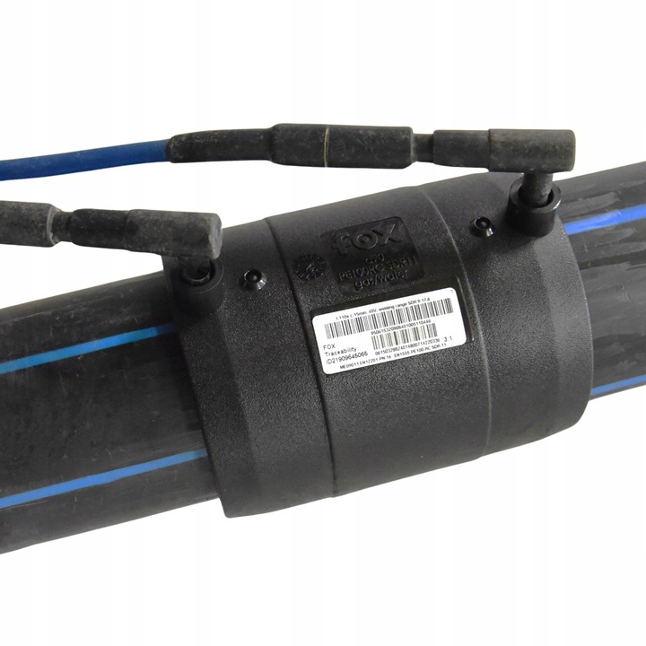 Електрофузионен съединител FOX 110mm, SDR11, за газ и вода, 14x14x16cm