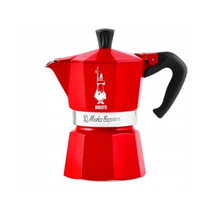 Espressoare Bialetti Moka Express Nutcracker 3tz, rosie, 130ml