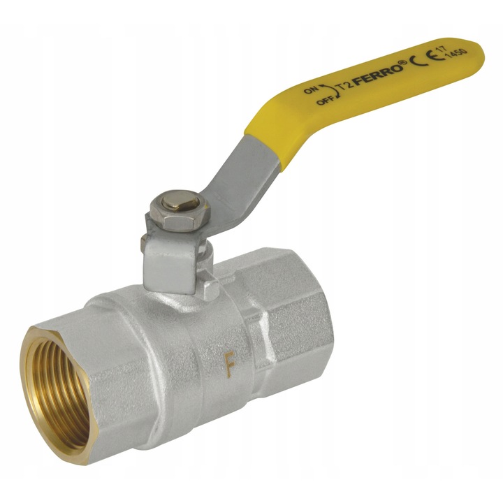 Robinet gaz 1" GW-GW tip G18, Ferro, manere din otel, corp din alama, 0,5 MPa, 20x60°C