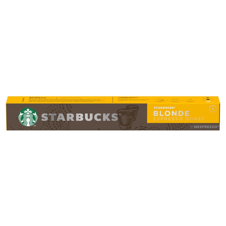Set 10 capsule cafea Starbucks Blonde Espresso, 53g, note dulci, prajire usoara