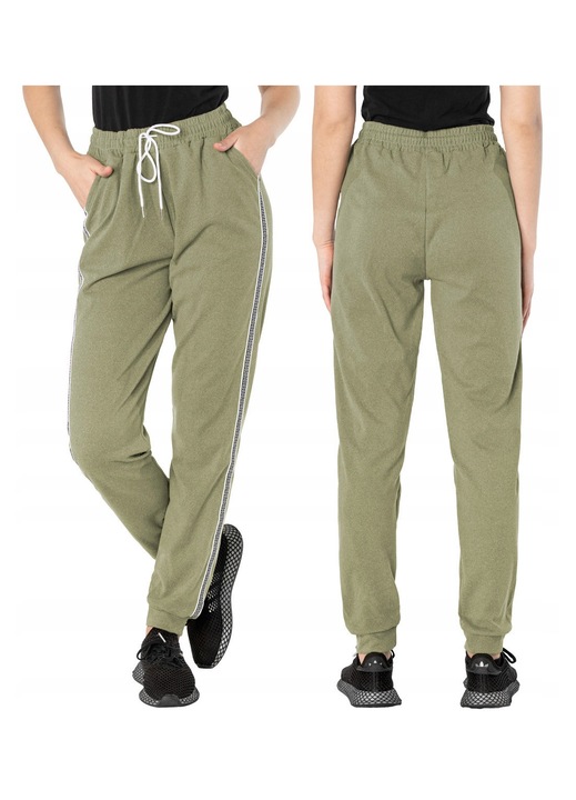 Pantaloni sport dama, mari, fitness, verde, fabrica cu mansete, 5XL-6XL INTL