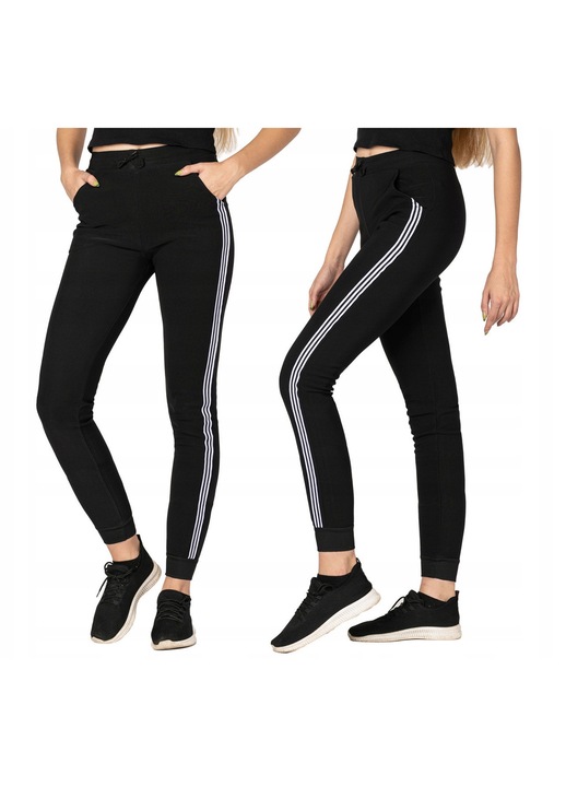 Pantaloni sport dama, treninguri calduroase, negru, material captusit, 3XL-4XL INTL