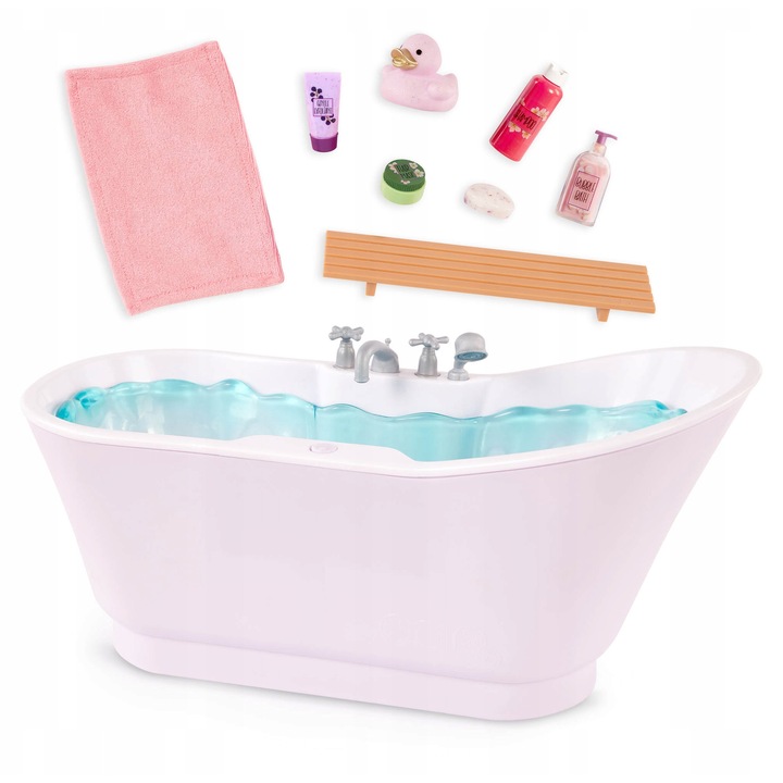 Our Generation Bubbly Bathtime fürdőszoba szett, 40x20x20cm, 46cm-es babákhoz való kiegészítőkkel, többszínű