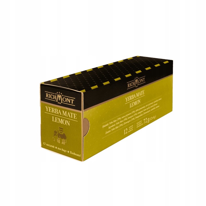 Ceai Zilnic Richmont Yerba Mate Lemon, 12 plicuri x 6g, aroma citrica, energizant