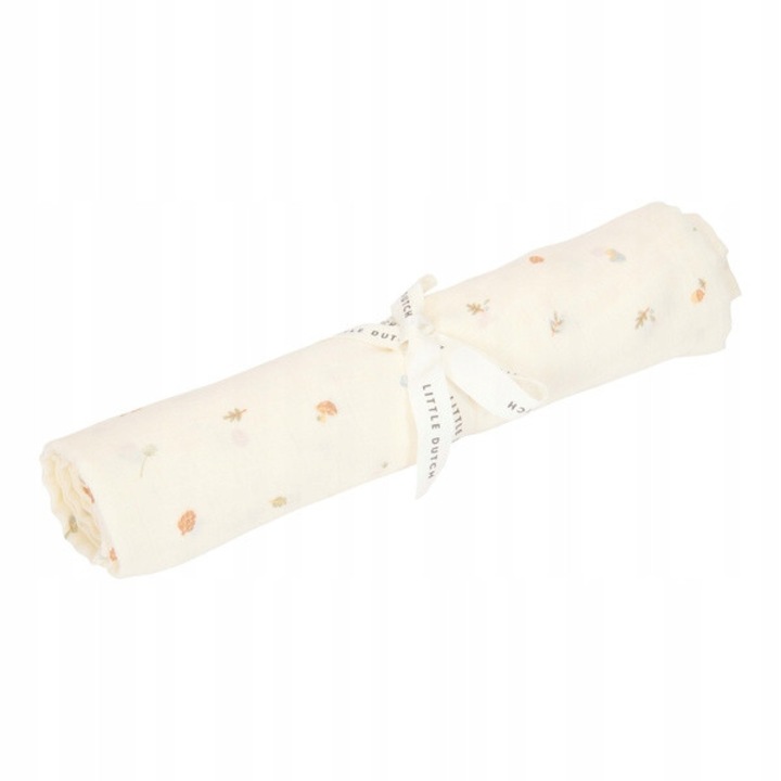 Little Dutch muszlin pelenka 120x120 cm Forest Treasures, 100% organikus pamut, gomba és toboz mintával