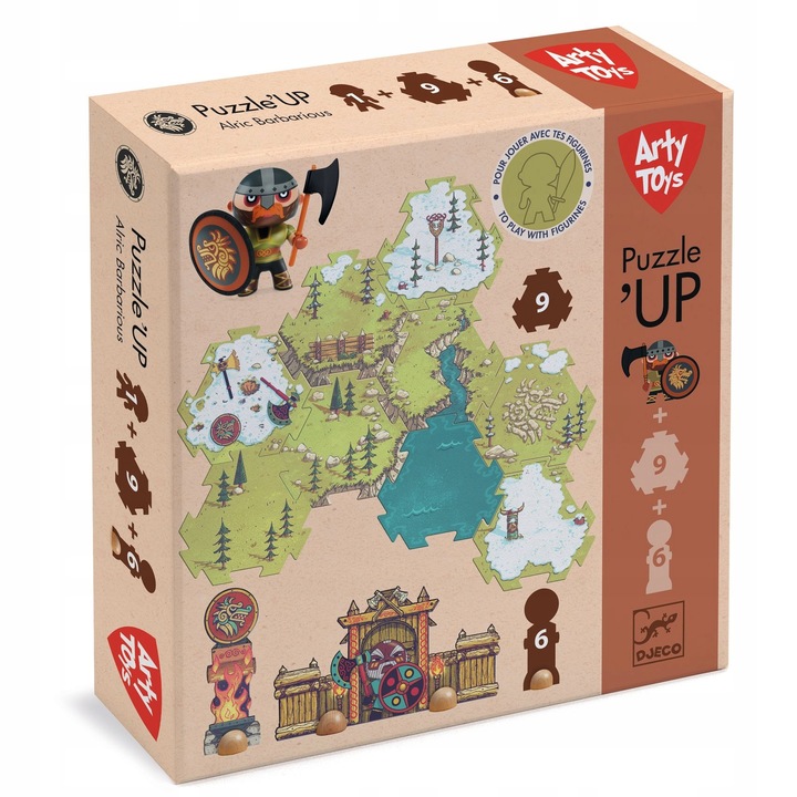 Puzzle Djeco, Arty Toys Barbarius, set cu 9 piese, 4 elemente verticale, 25,5x25,5x6cm