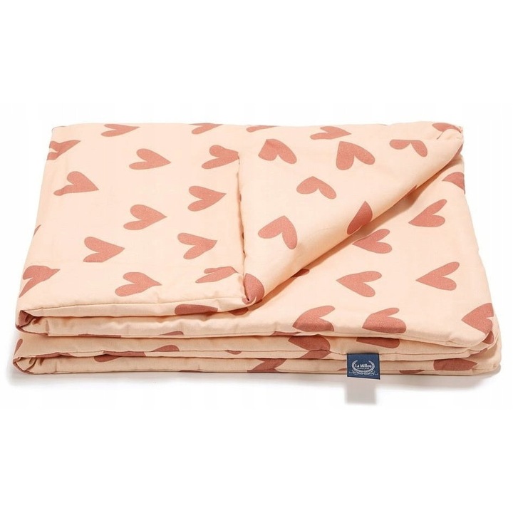 Бебешко одеяло La Millou M, Heartbeat Pink, 80x100см, 100% памук, антиалергично