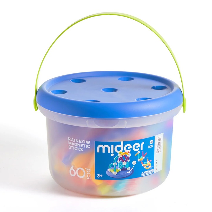 Mideer építőjáték készlet, mágneses lapok, 60 elem, többszínű, kézügyesség fejlesztésére