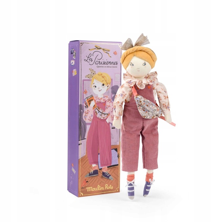 Кукла лимитирана серия Eglantine, Moulin Roty, флорална блуза, гащеризон, 30см