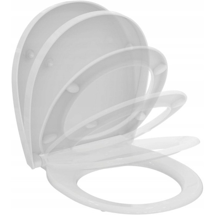 Tableta toaleta Ideal Standard, universala, curbata, antibacteriana, alba, cu inchidere lenta, 1 set
