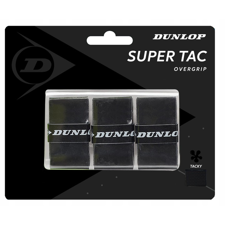 Dunlop Super Tac Tennis Overgrip set 3 bucati, negru, 0,55 mm