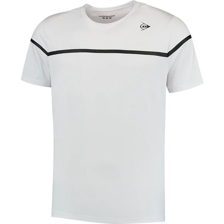 Dunlop Game Tee 2 férfi sportpóló, fehér, poliészter és elasztán, normál szabás, rövid ujjú
