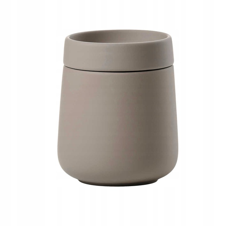Recipient ceramic cu capac Nova One, Zone Denmark, 8,5x10,5cm, taupe