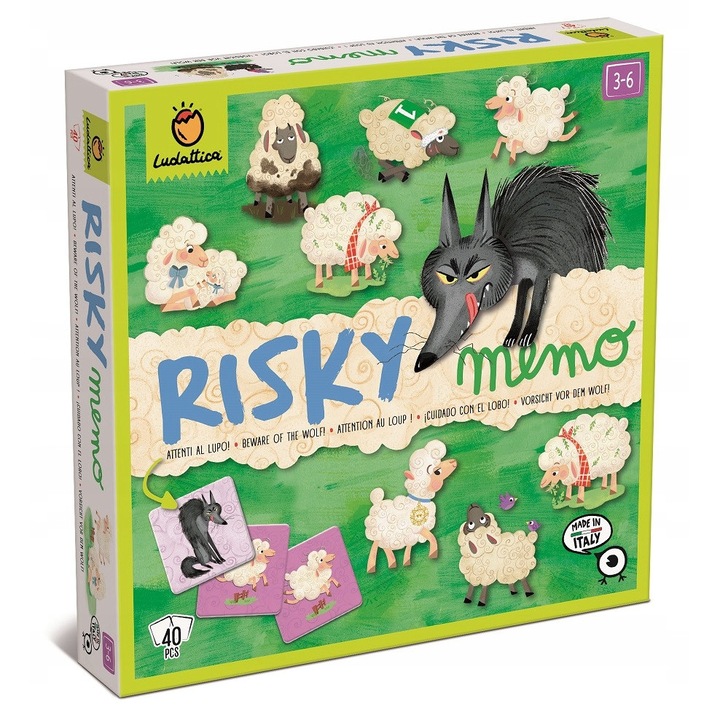 Joc de memorie RISKY MEMO, Ludattica, 40 cartonase, 7,5x7,5cm, multicolor, pentru 2-4 jucatori