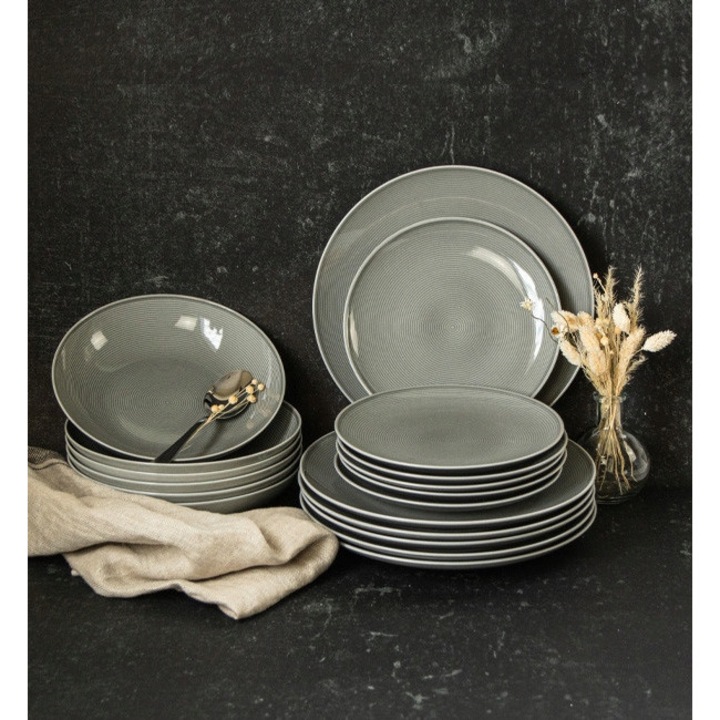 Set de masa 18 elemente, Lubiana, model Eto/Modern K100, gri, pentru 6 persoane