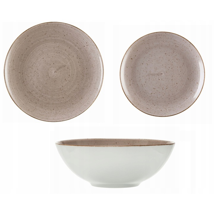 Étkezőkészlet, Lubiana BOSS, 36 darabos, porcelán, bézs, 12 személyes