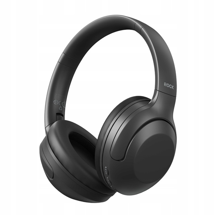 Rock O3 ANC vezeték nélküli fejhallgató, bluetooth, fekete, 15 óra üzemidő, 40mm-es meghajtók