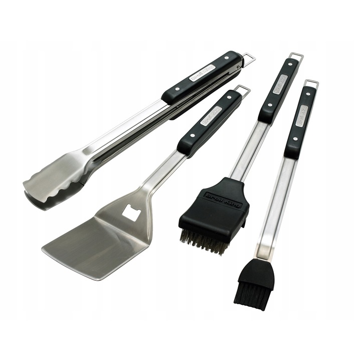 Set ustensile gratar, Broil King, 4 piese, inox, manere plastic
