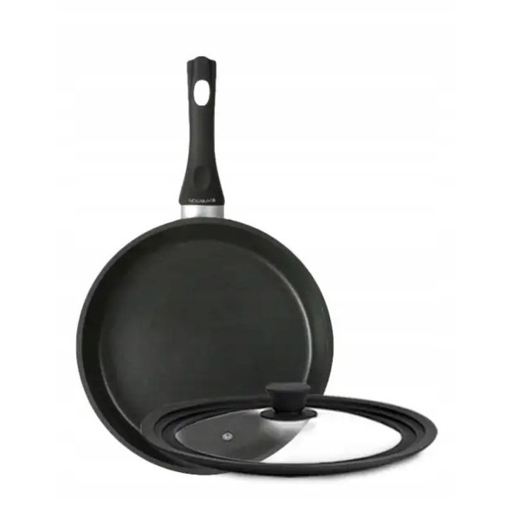 Тиган Ambition Magnat 24см, комплект с универсален капак Tadar, черен, алуминий, ILAG Non-Stick Premium