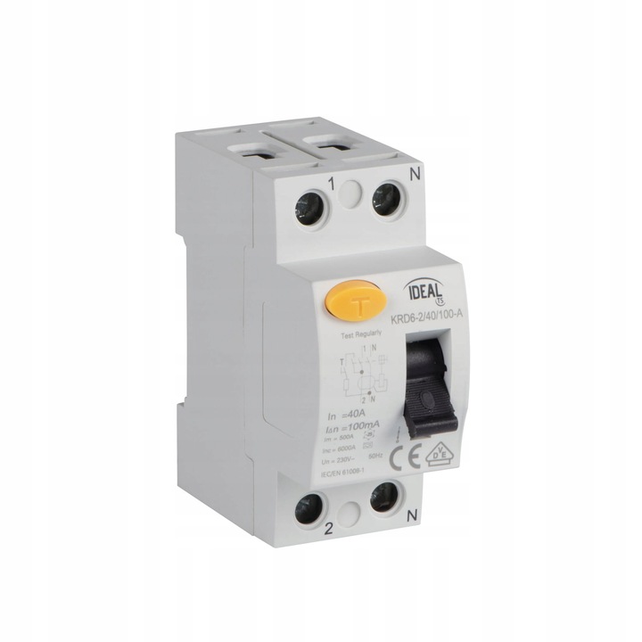 Електрическа безопасност KANLUX KRD6-2/40/100-A, 2P, 40A, бял, 75x35x81mm