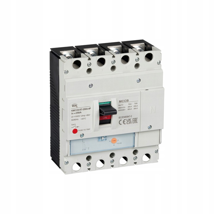 Електрическа безопасност, Ideal, MCCB KMCCB-RT-250A-4P, 250A, 230/415V, 165x98x142mm