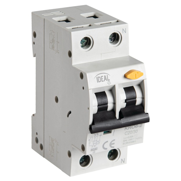 Kanlux 20A 6kA 2P, 230V, IP20, 1 darabos hibaáram-védőkapcsoló