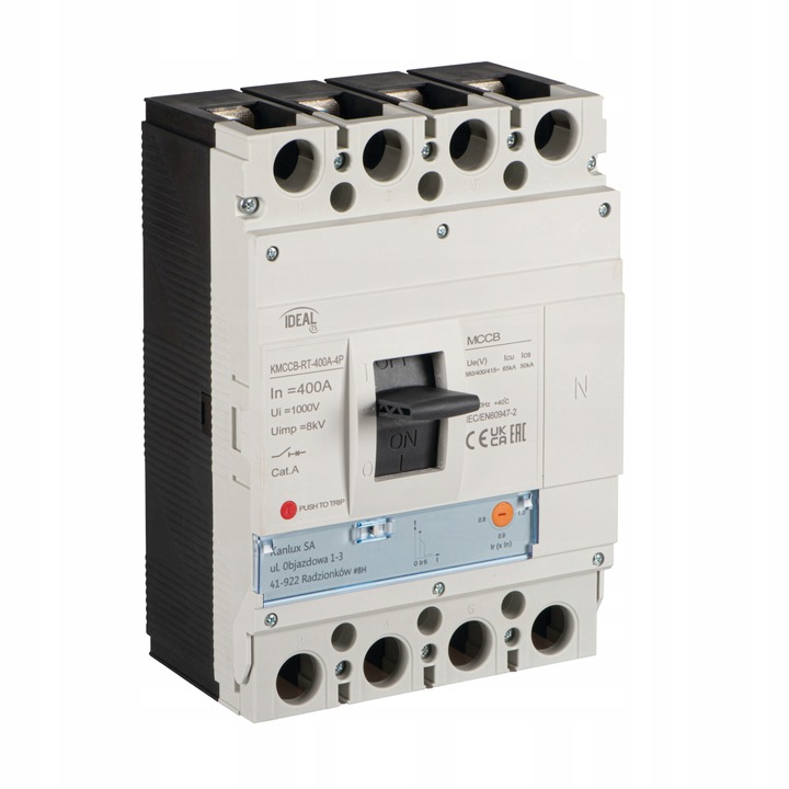 Автоматичен прекъсвач KANLUX KMCCB-RT-400A-4P, 4 полюса, 400A, IP20, 415V