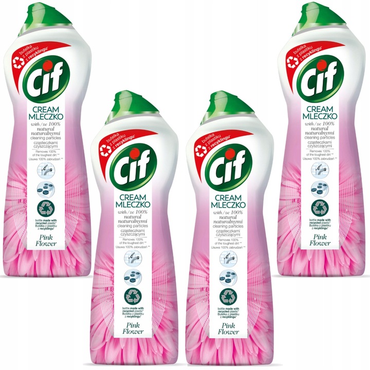 Cif súrolókrém mikrokristályokkal, rózsaszín virágok, 650ml, 4 darabos szett