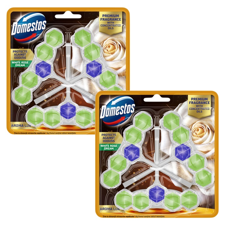 Комплект 2x Domestos Кошница за тоалетна Aroma Lux White Rose Dream 3x50g