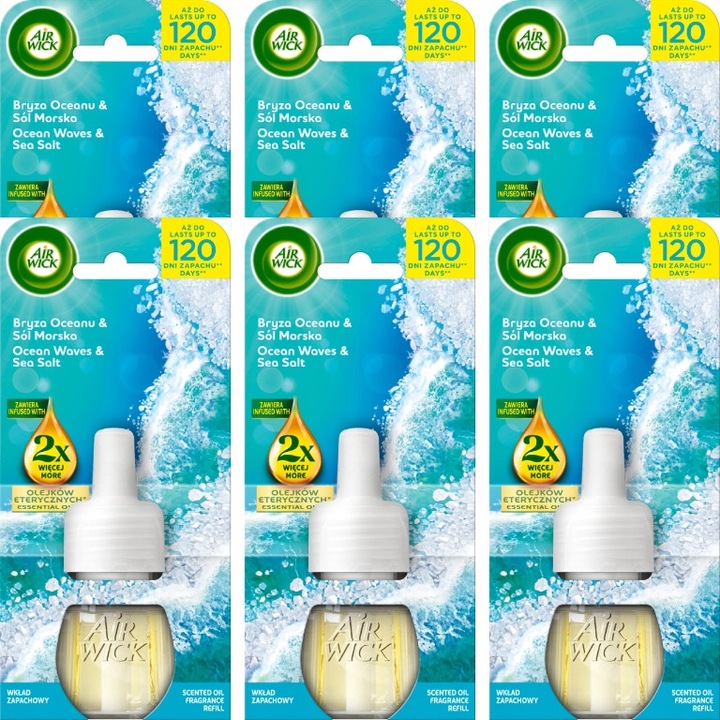 Air Wick légfrissítő, 6 darabos szett, óceáni szellő, tengeri só illat