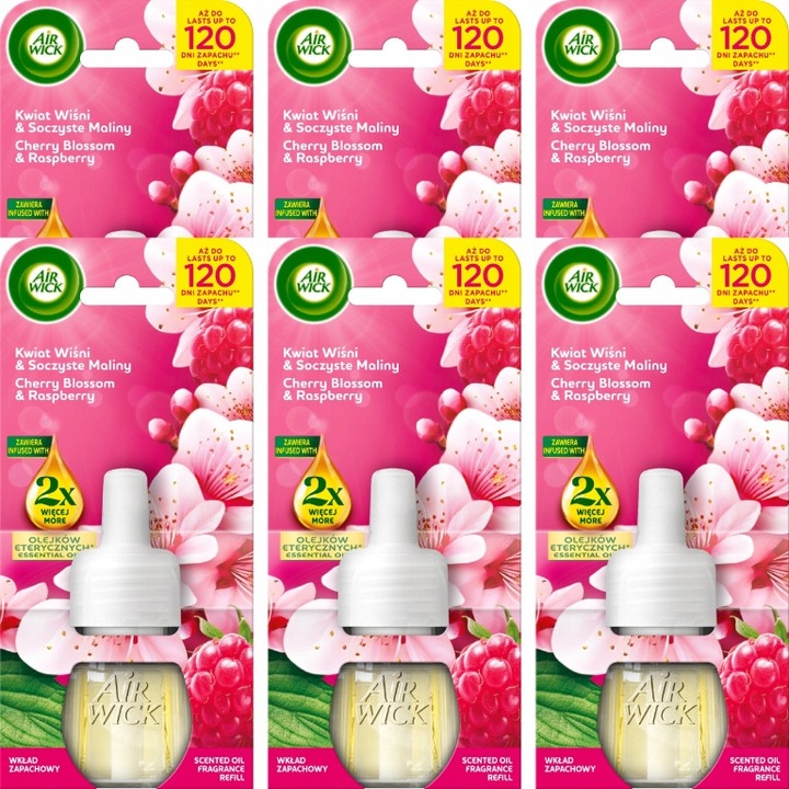 Odorizant camera Air Wick set 6 bucati, flori de cires, zmeura, 19ml