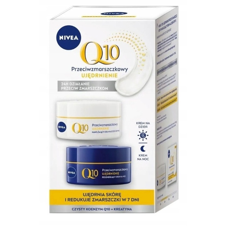 Комплект NIVEA Q10 Крем против стареене ден и нощ със SPF 15, 50мл