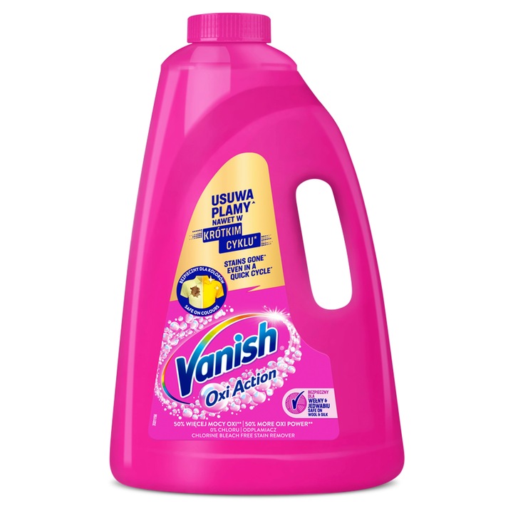 Vanish gel 3L, roz, pentru toate tipurile de tesaturi, eficient pe pete dificile