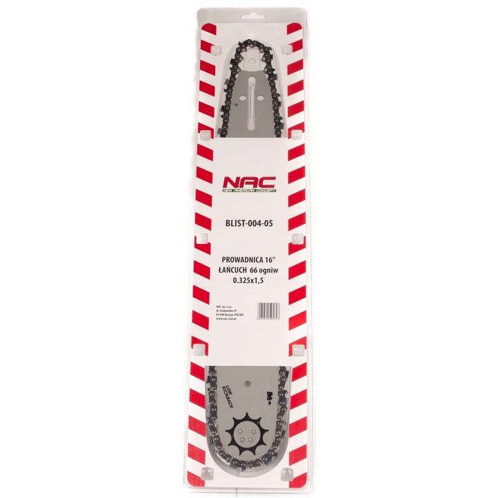 NAC vezetőlemez készlet 16", lánc 66 szemes 0.325x1.5, 40.6cm