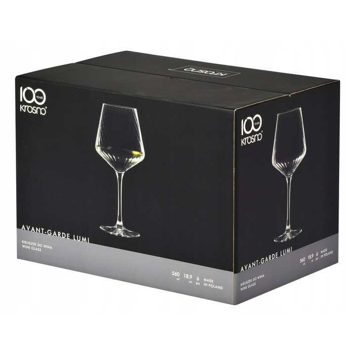 Set 6 pahare vin alb KROSNO Avant-Garde LUMI, 460ml, design modern, transparent