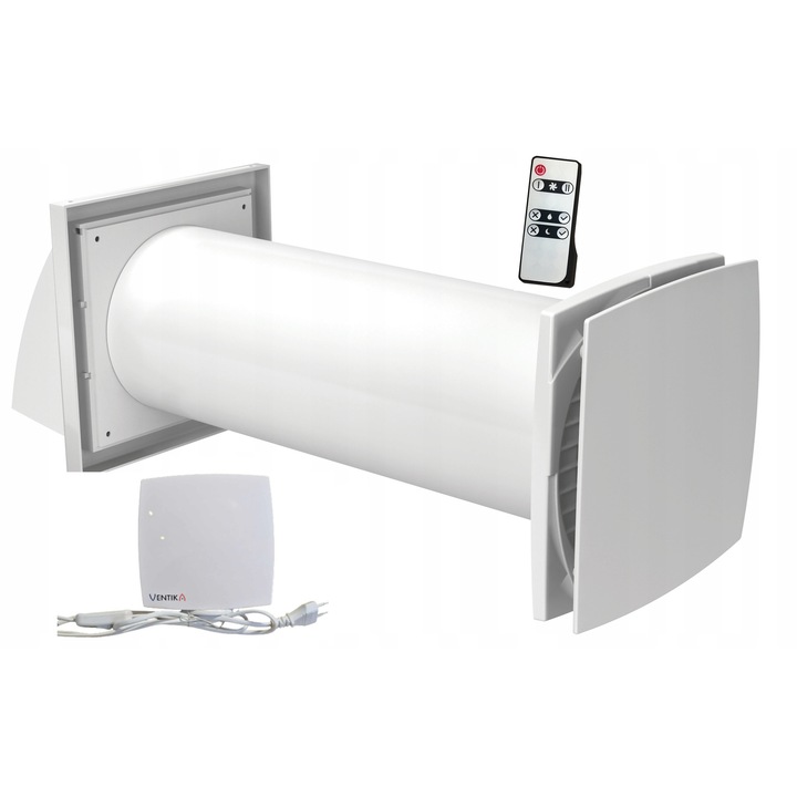 Sistem de ventilatie VENTIKA SOLO 150, eficienta recuperare caldura 85%, diametru canal 150mm, cu senzor umiditate, set cu telecomanda