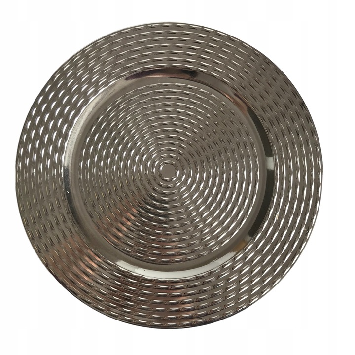Set 6 suporturi pentru farfurii, 33cm, argintii, cu fund negru