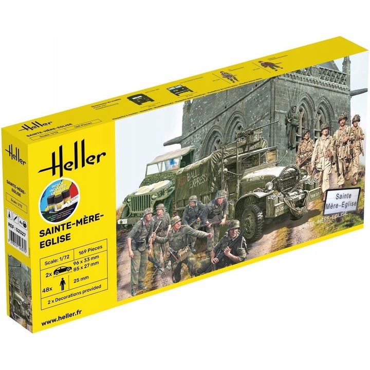 Heller 52327 kezdő készlet, 1:72-es Jeep modell, festékekkel, ragasztóval, ecsettel, többszínű