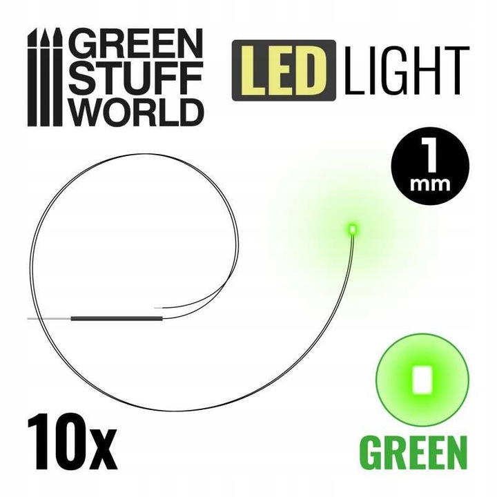 10 db LED dióda készlet 1mm-es verzió 20cm kábellel, Green Stuff World