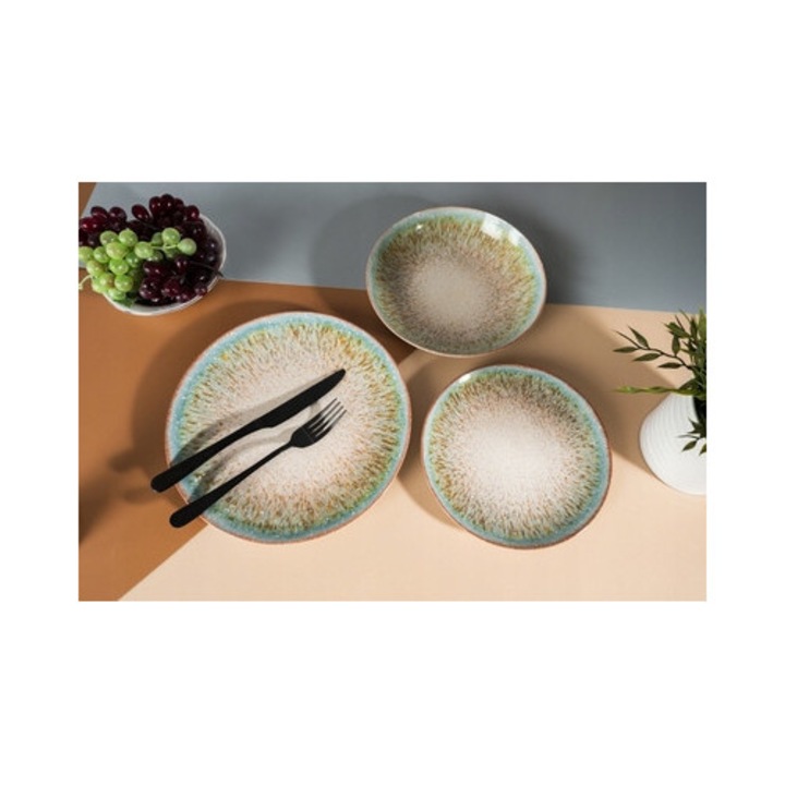 Étkezőkészlet, Lubiana, BOSS/ROMA 9017, 18 darabos, türkiz, 6 személyes