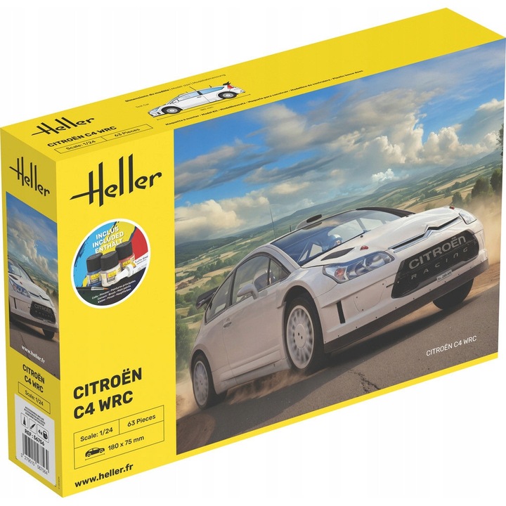 Heller Citroen C4 WRC 2010 1:24 kezdő készlet, 63 darab, műanyag, összeállítható és festhető modell