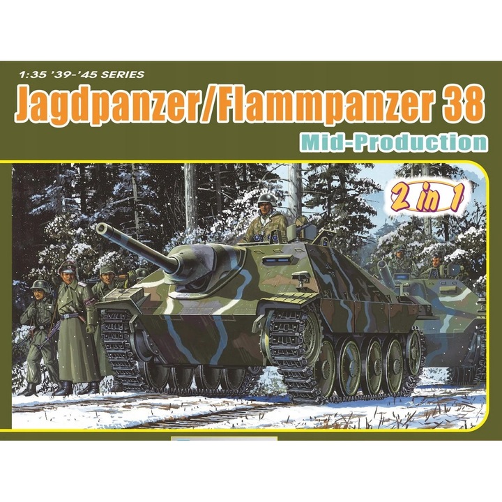 Dragon 1:35 Jagdpanzer/Flammpanzer 38 Mid-Production katonai machete készlet, összeállítható modell, műanyag, kiegészítők nélkül