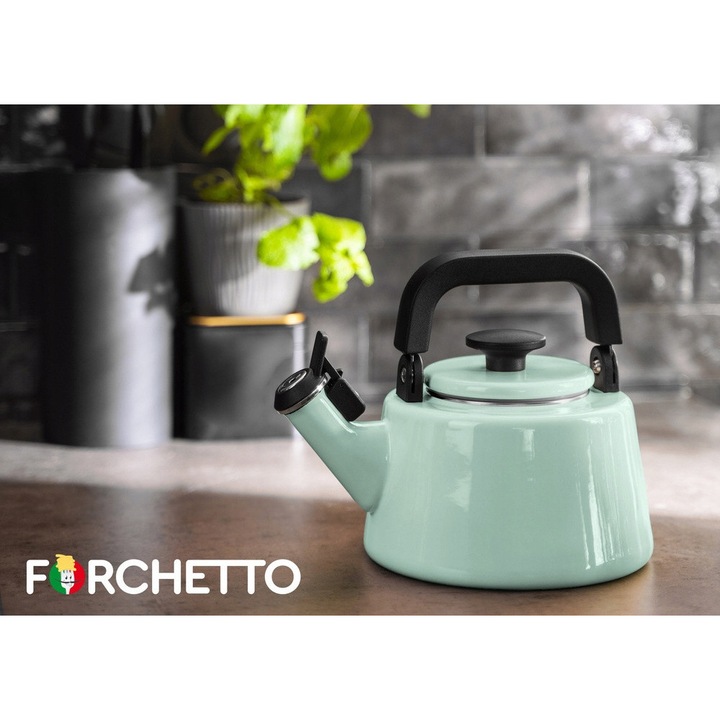 Forchetto Moderno Teáskanna 2,1l, zománcozott, tengerészkék, 14x17cm