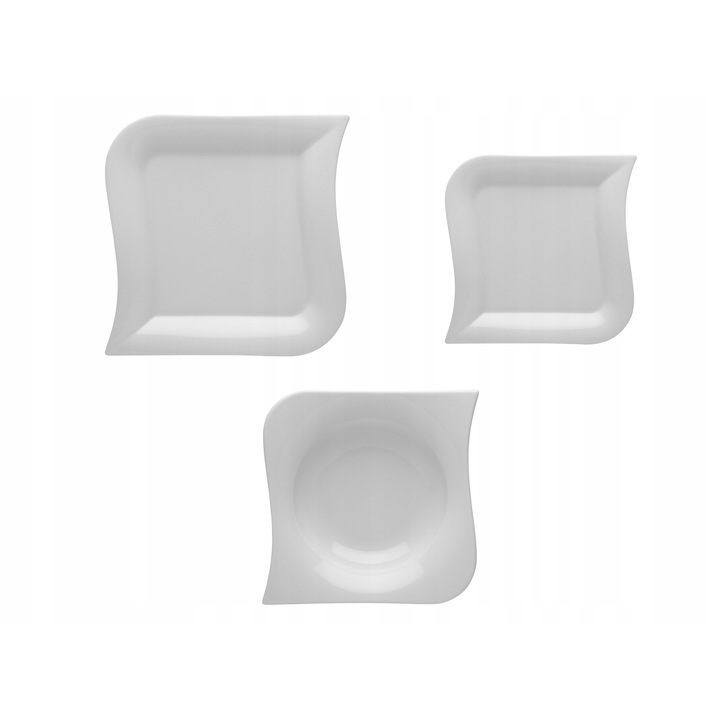 Lubiana Opera tányérkészlet, 18 darabos, fehér, 6 személyes