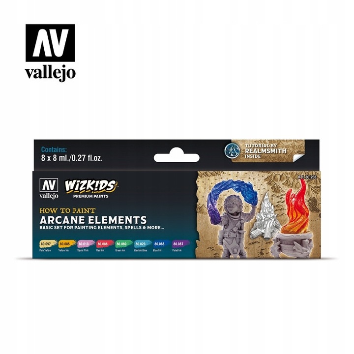 Vallejo 80258 Arcane Elements festékkészlet, 8 x 8 ml, többszínű