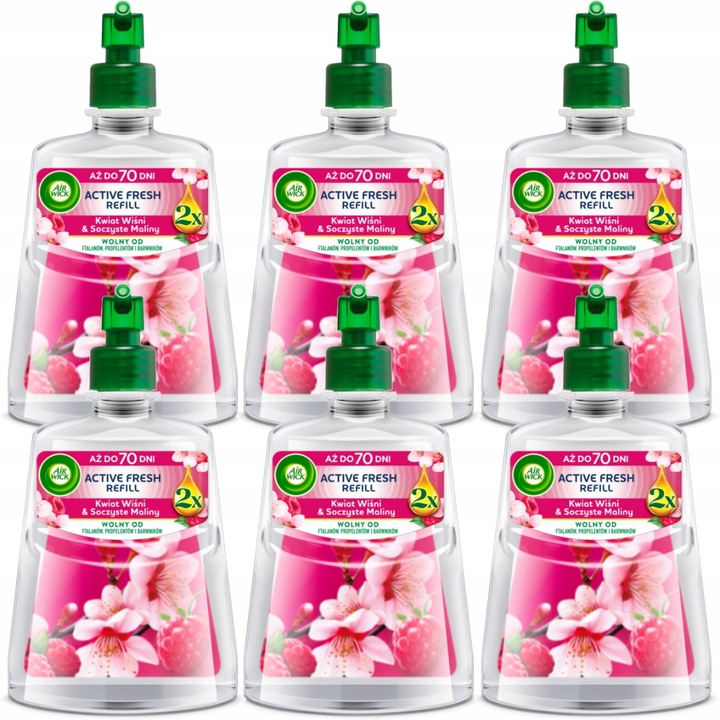 Odorizant camera Air Wick refill Kwiat Wisni & Soczyste Maliny, 228 ml, set 6 bucati