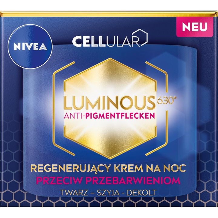 Crema regeneratoare de noapte NIVEA Cellular Luminous630, 50 ml, reduce petele pigmentare, imbunatateste aspectul pielii