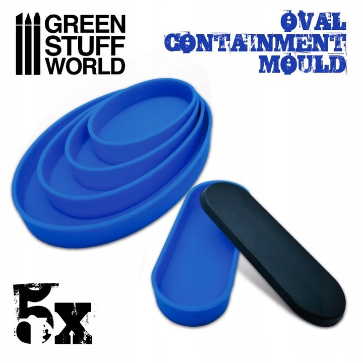 5 db ovális alapforma készlet, Green Stuff World, 60x35mm - 105x70mm, hőálló