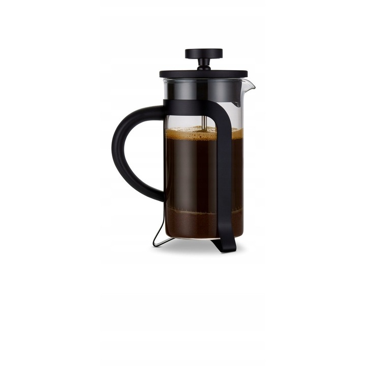 Кафеварка Tchibo french press 300 мл, боросиликатно стъкло, инокс, черна, сребриста